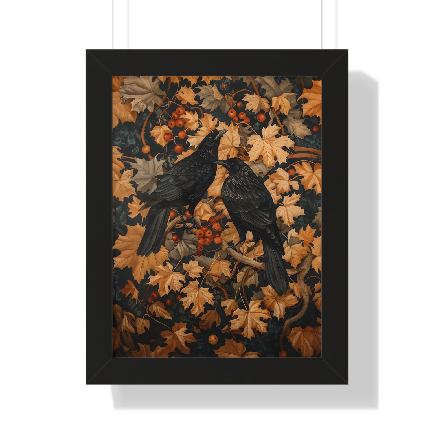 Framed Paper Print - Autumn Rooks in Golden Leaves