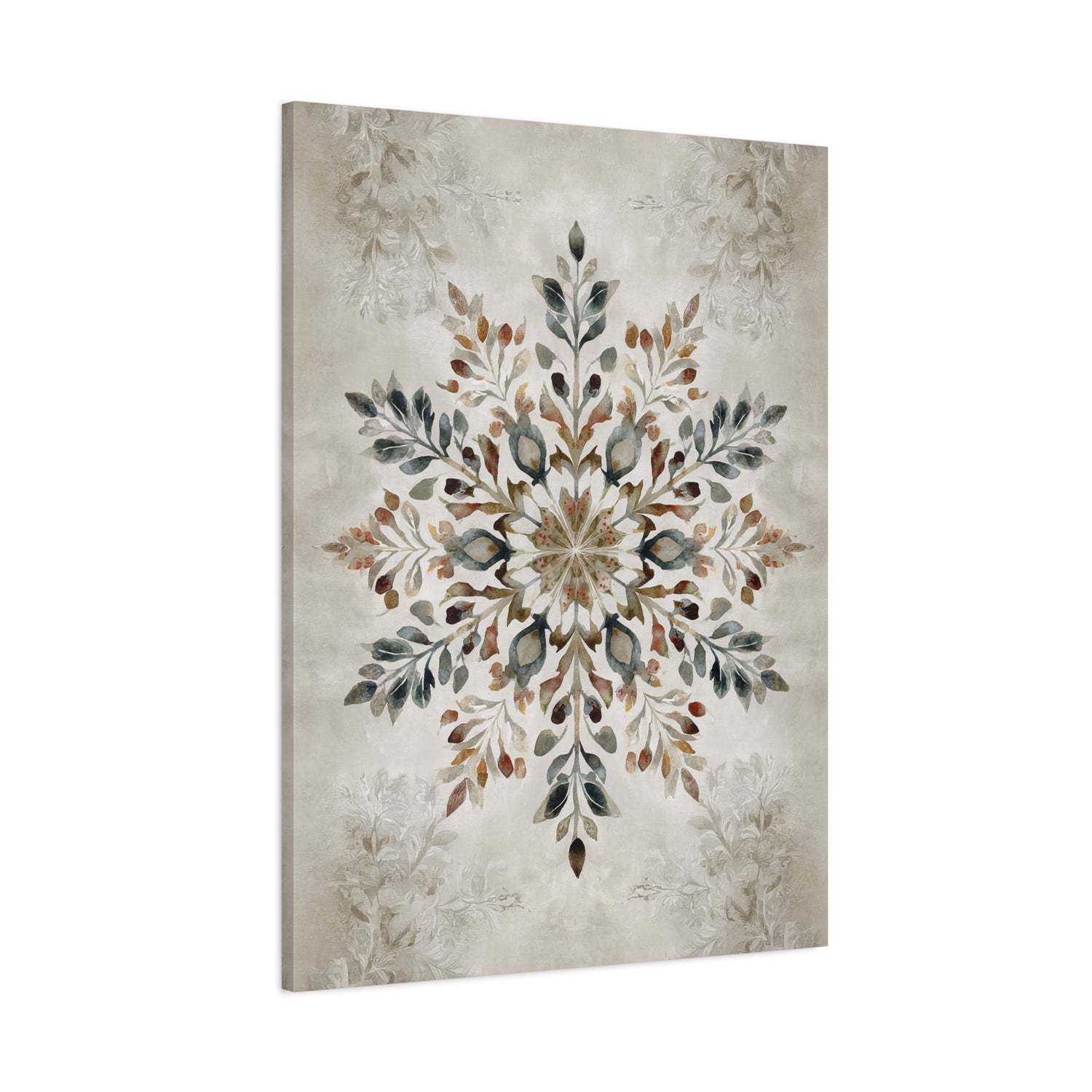 1.25" Matte Canvas - Nordic Botanical Snowflake