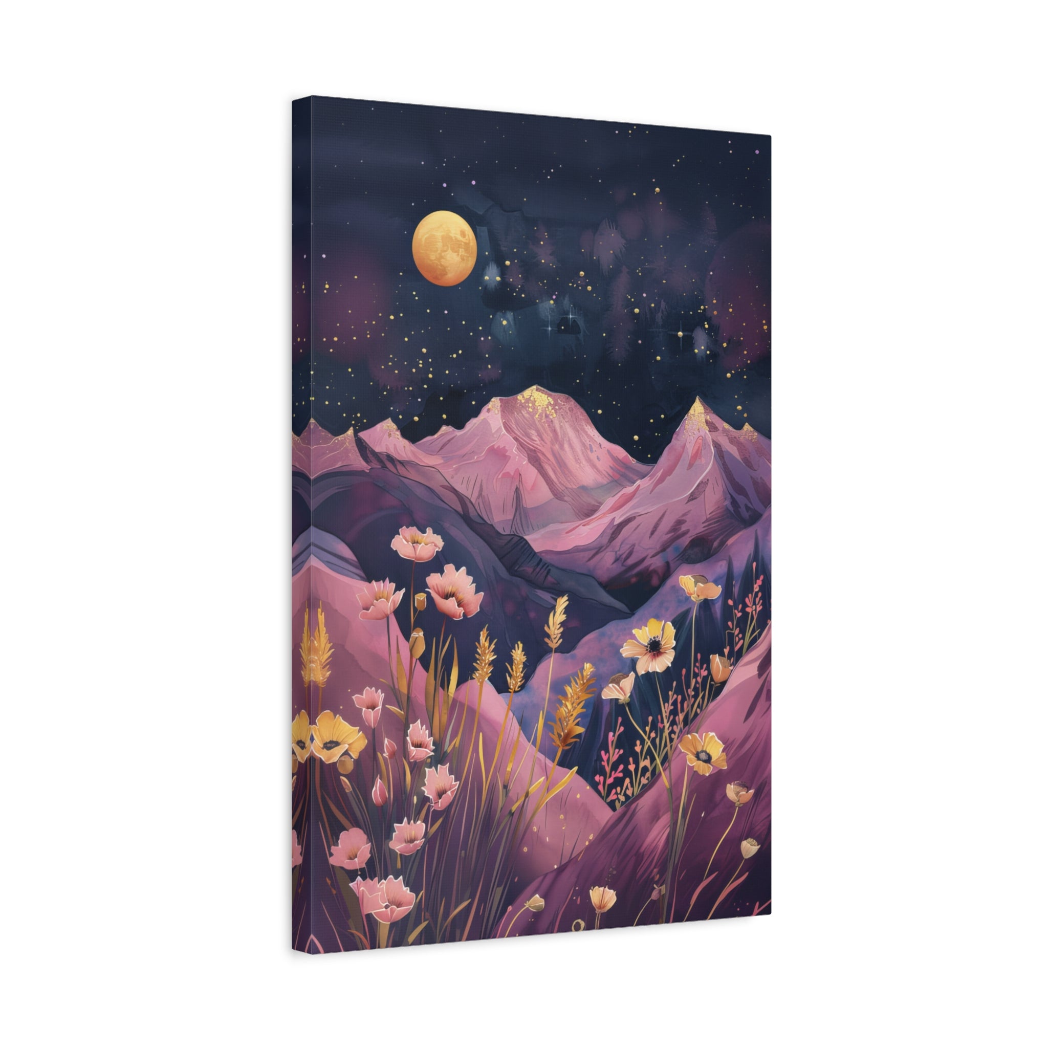 1.25" Matte Canvas - Golden Moon Over Lavender Peaks