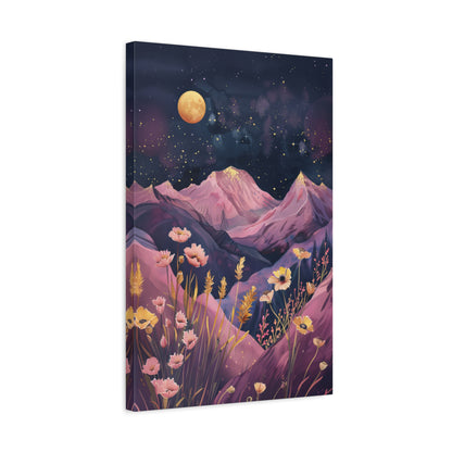 1.25" Matte Canvas - Golden Moon Over Lavender Peaks