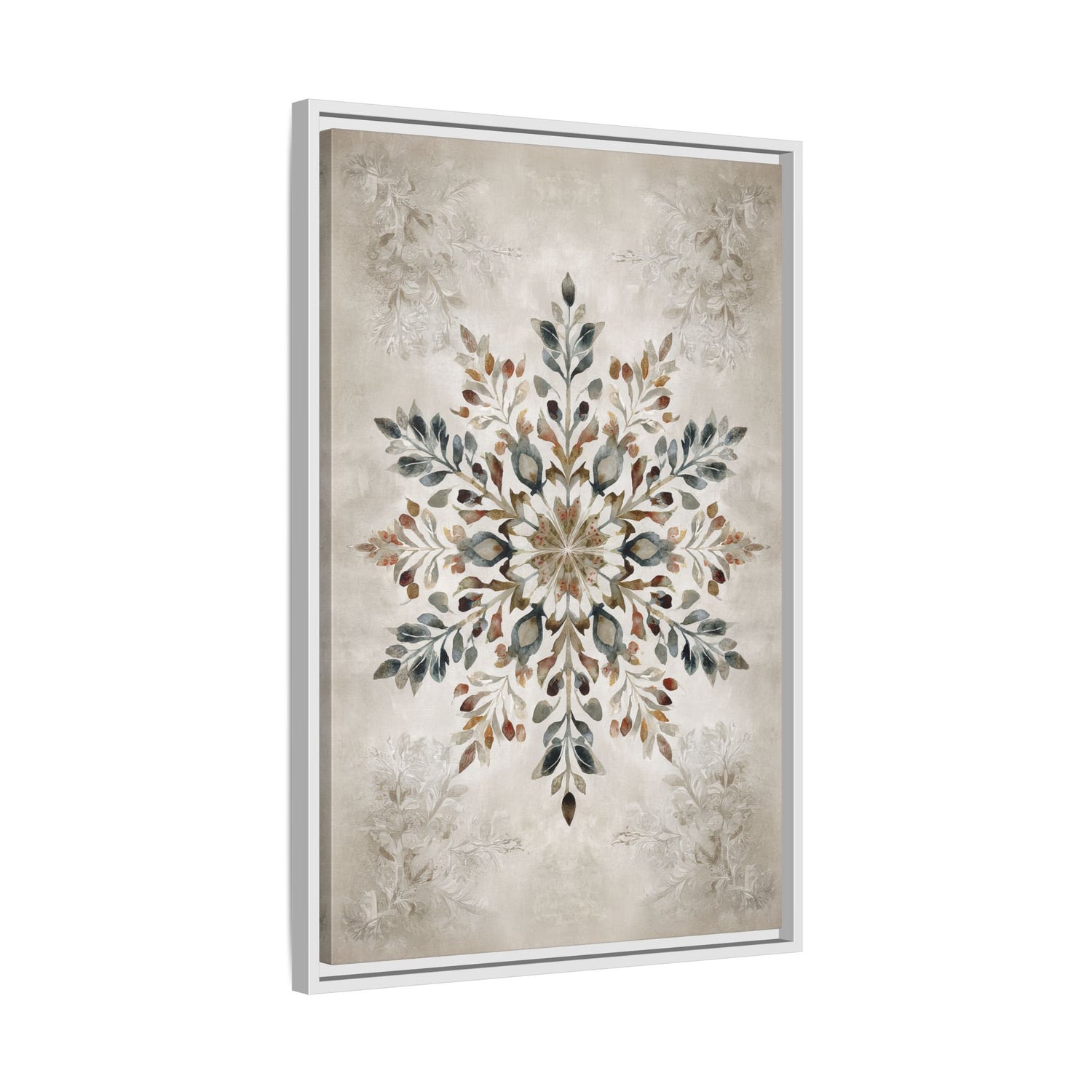 Framed Canvas - Nordic Botanical Snowflake