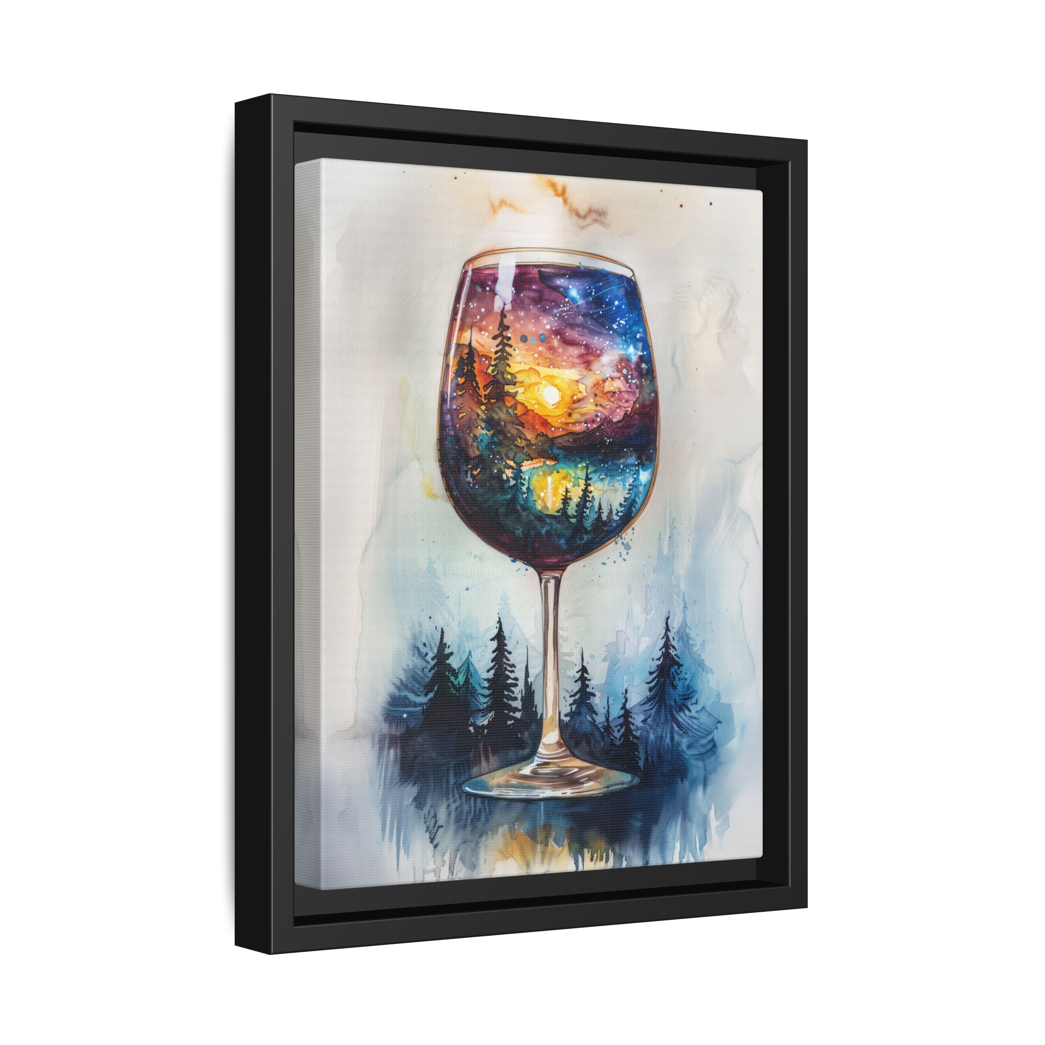 Framed Canvas - Galaxy Within the Wine Glass