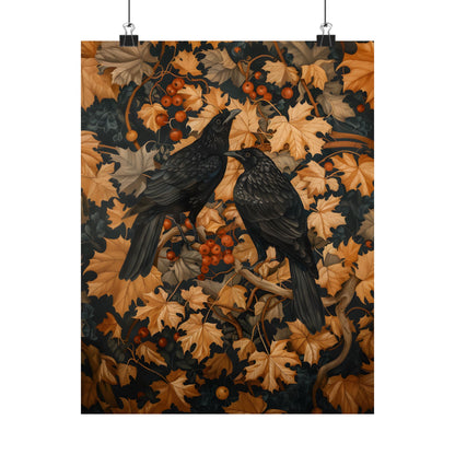 Autumn Rooks in Golden Leaves