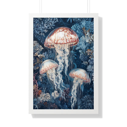 Framed Paper Print - Ethereal Ocean Jellyfish