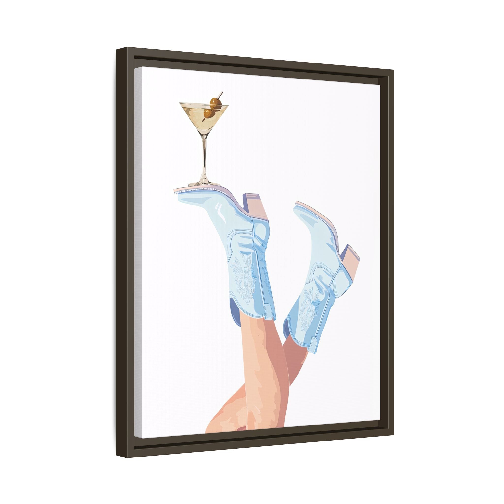 Framed Canvas - Boots Up, Cheers Babe