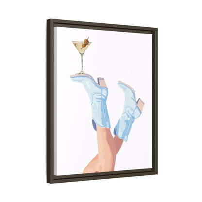 Framed Canvas - Boots Up, Cheers Babe