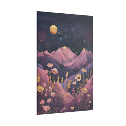 .75" Matte Canvas - Golden Moon Over Lavender Peaks