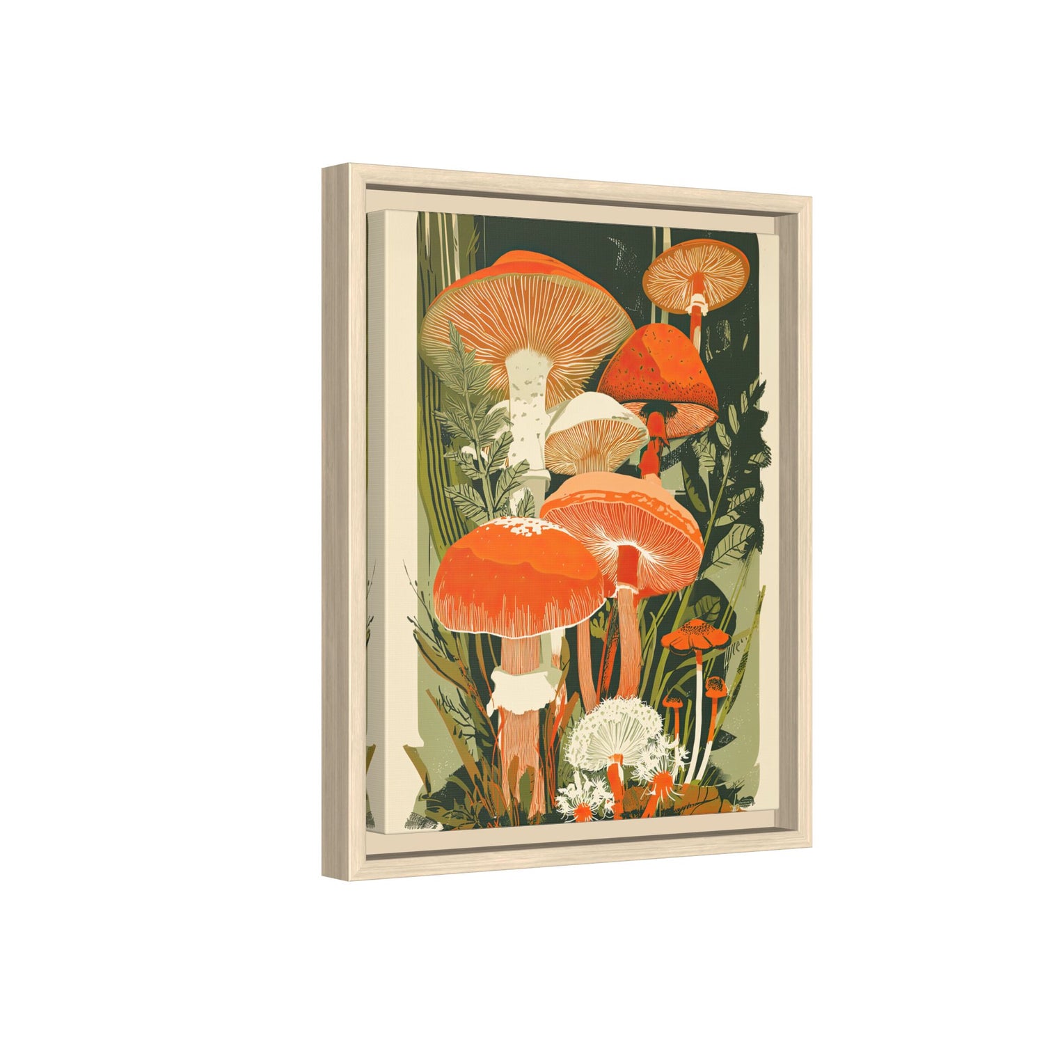 Framed Canvas - Groovy Woodland Mushrooms