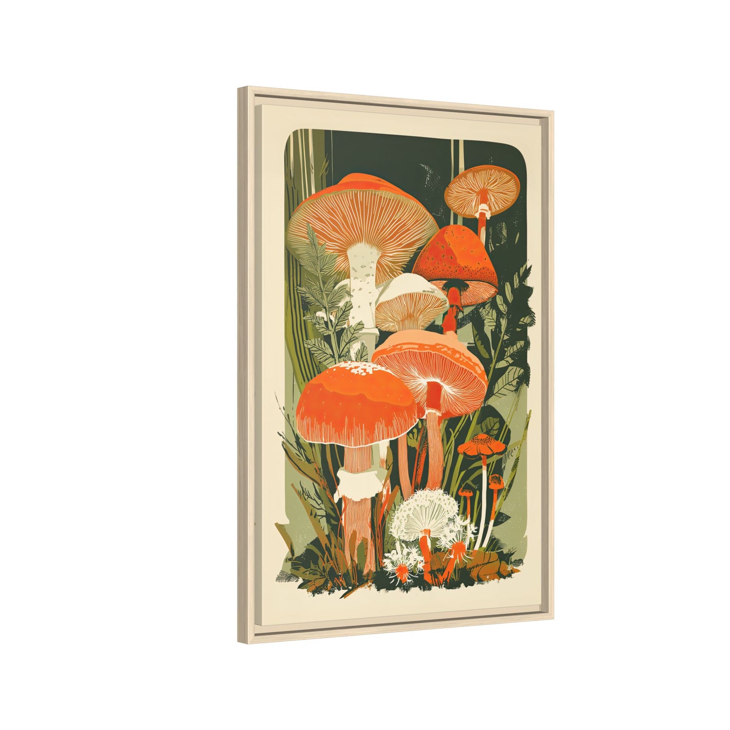 Framed Canvas - Groovy Woodland Mushrooms