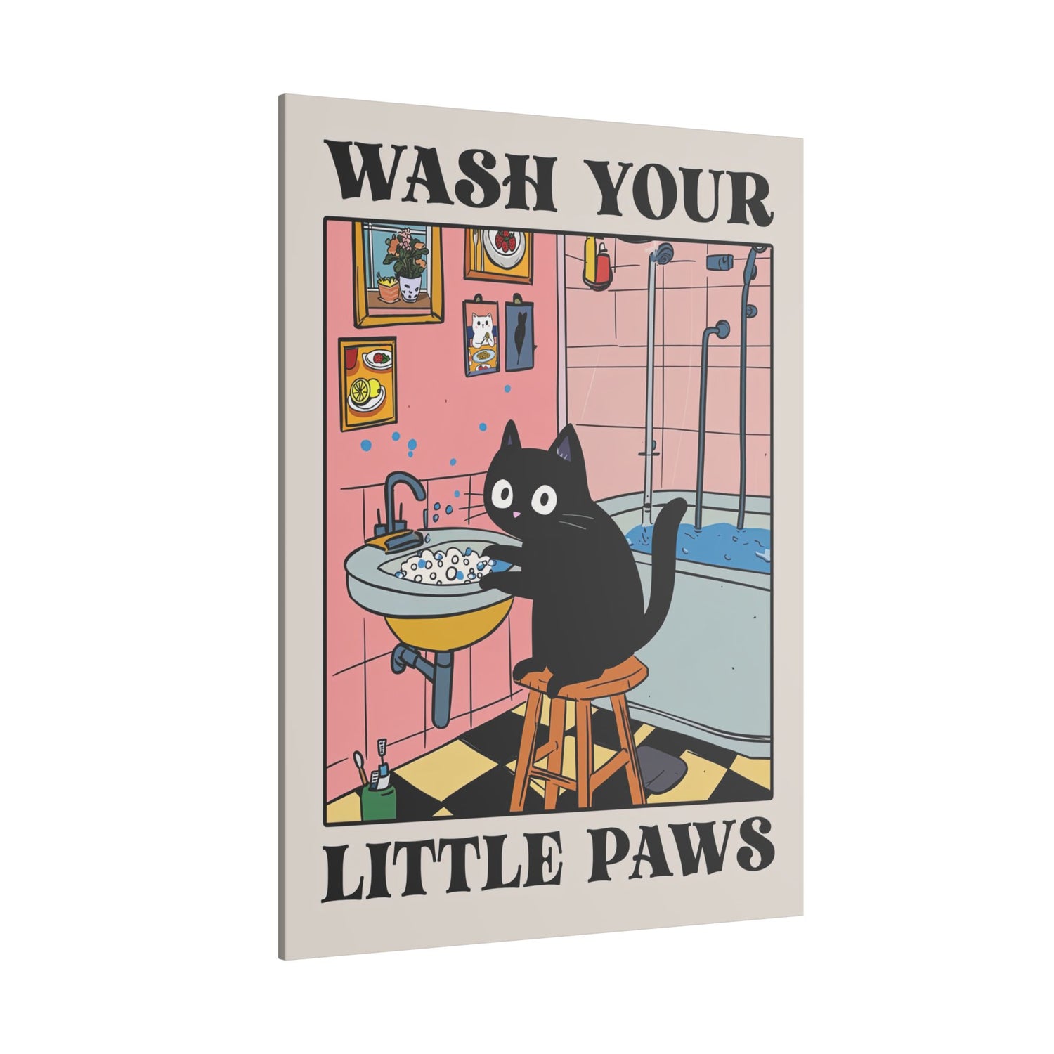 .75" Matte Canvas - Wash Your Little Paws Cat