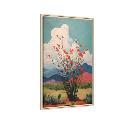 Framed Canvas - Ocotillo Cactus Desert Bloom