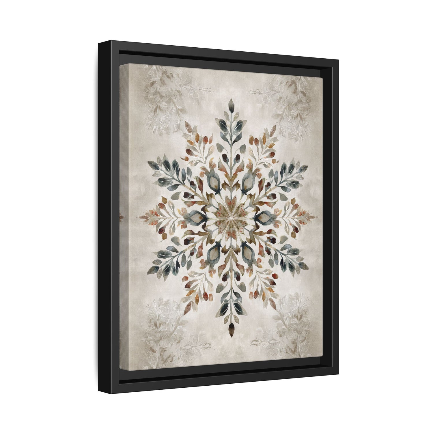 Framed Canvas - Nordic Botanical Snowflake