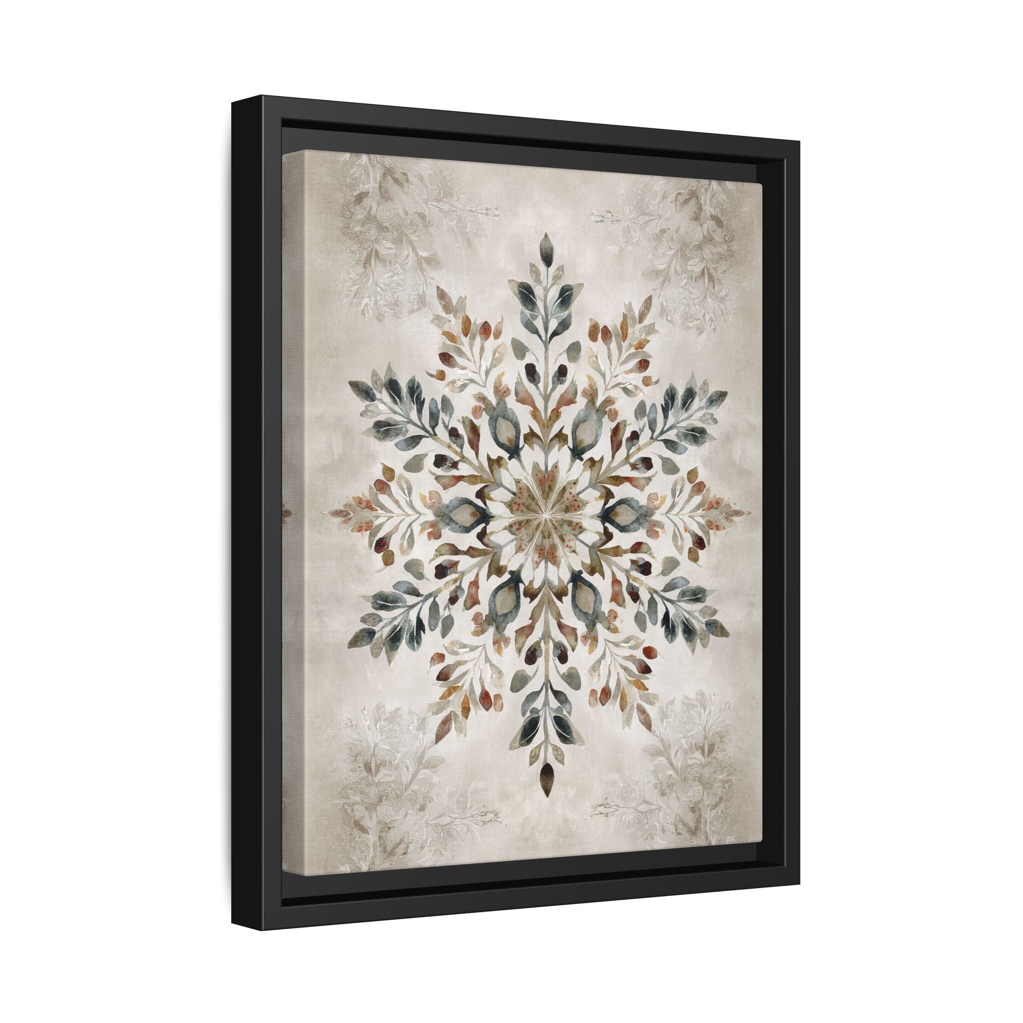 Framed Canvas - Nordic Botanical Snowflake