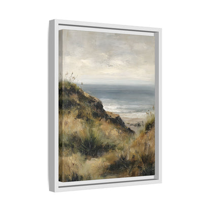 Framed Canvas - Misty Coastal Seascape