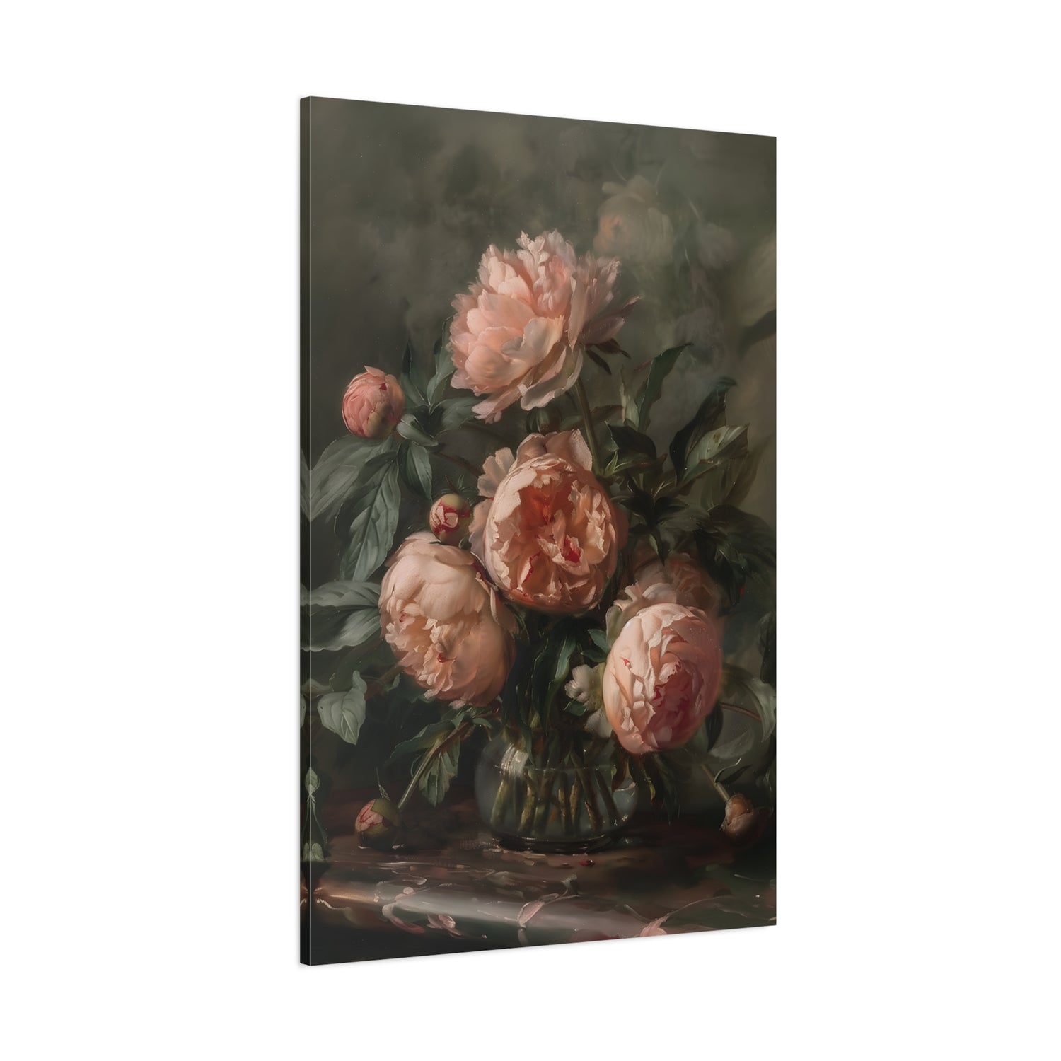1.25" Matte Canvas - Vintage Blush Peony Bouquet