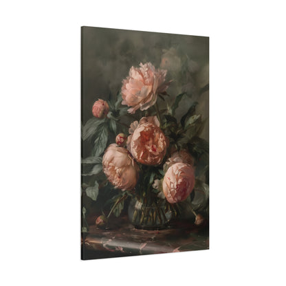 1.25" Matte Canvas - Vintage Blush Peony Bouquet