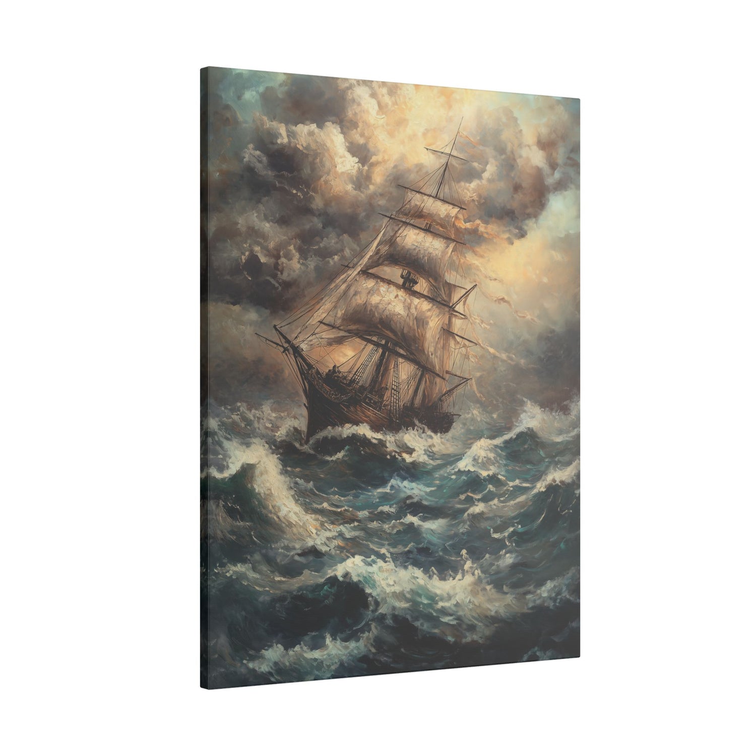 .75" Matte Canvas - Stormy Voyage Sailing Ship