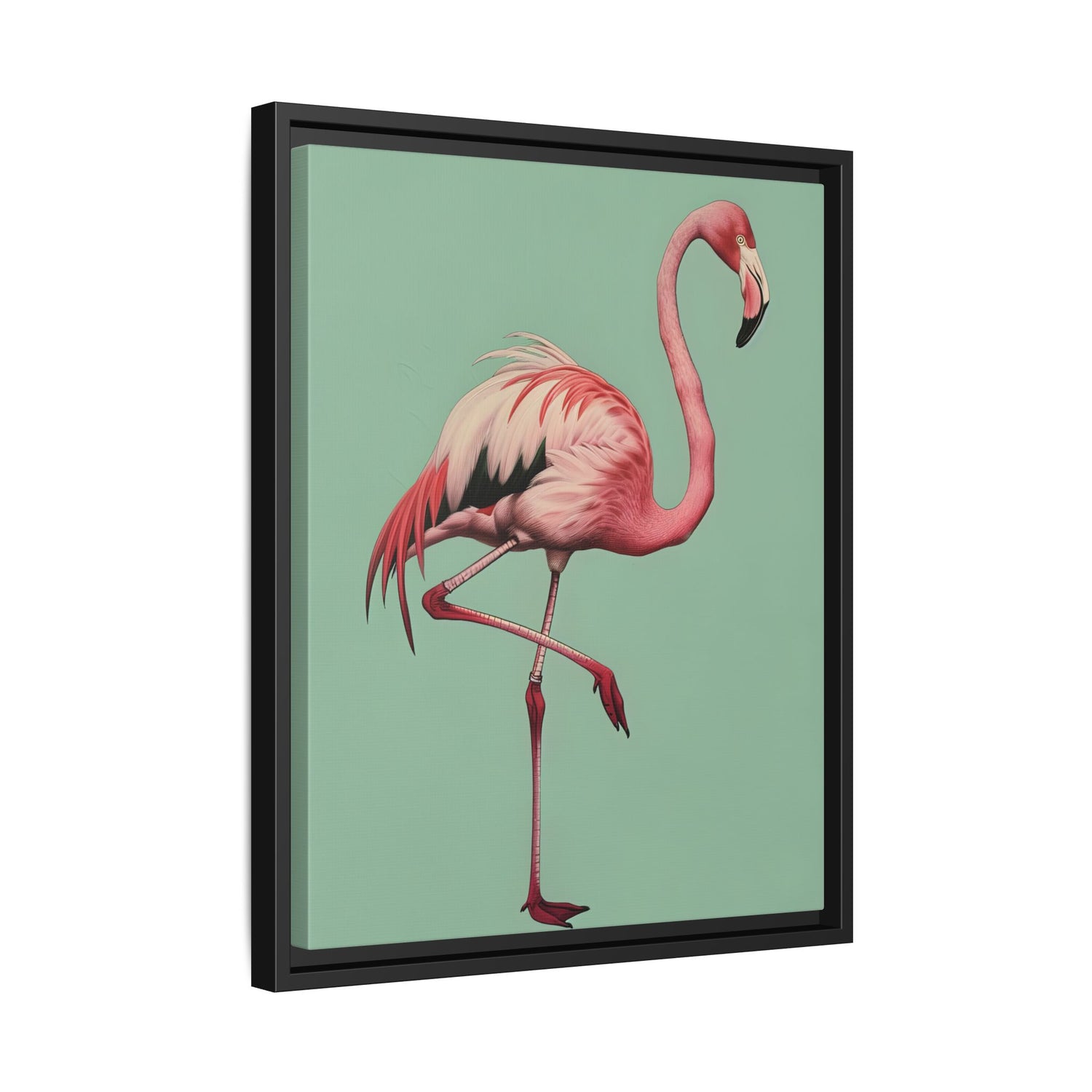Framed Canvas - Pink Flamingo Tropical