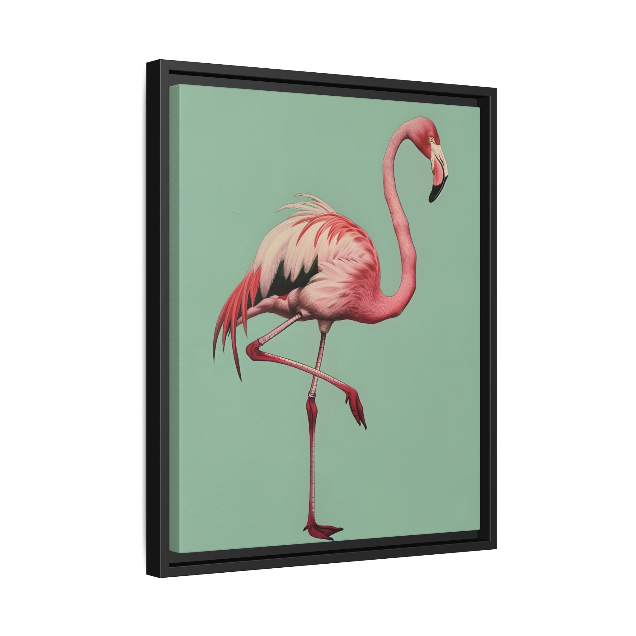 Framed Canvas - Pink Flamingo Tropical