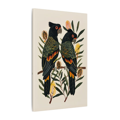 .75" Matte Canvas - Black Cockatoos Among Banksia