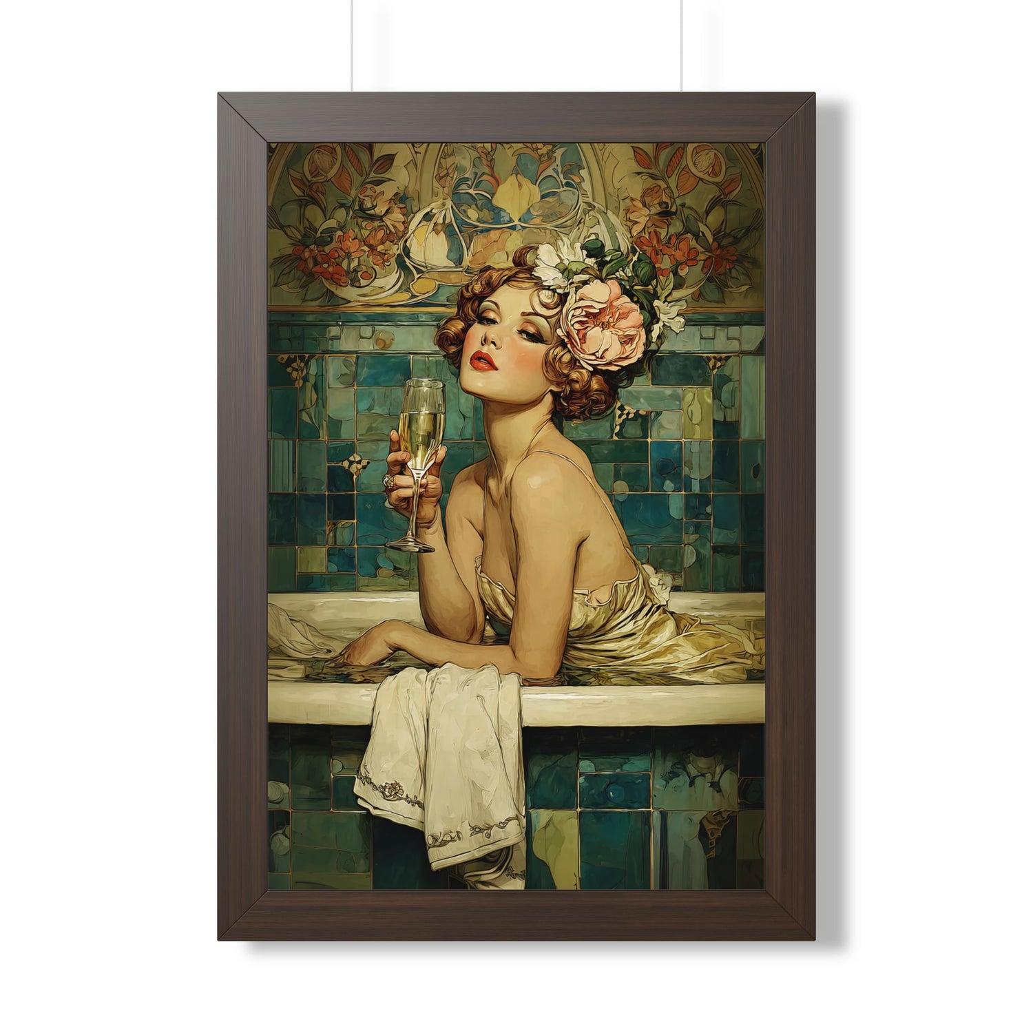 Framed Paper Print - Champagne Bathtub Coquette