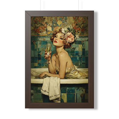 Framed Paper Print - Champagne Bathtub Coquette