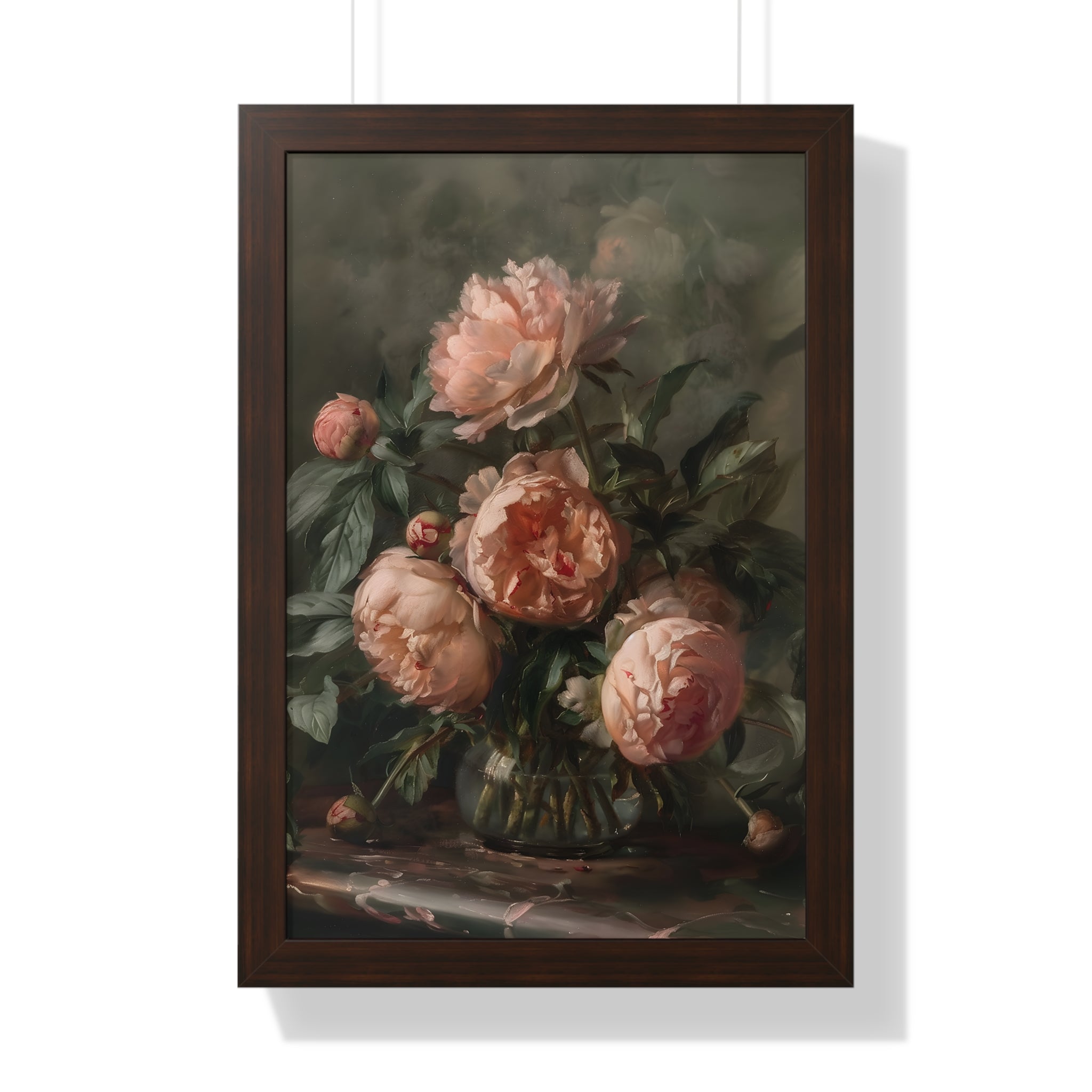 Framed Paper Print - Vintage Blush Peony Bouquet