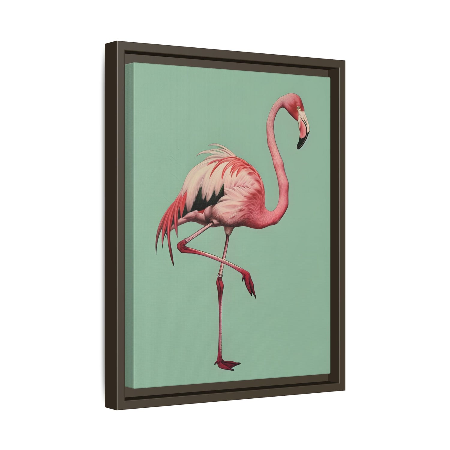 Framed Canvas - Pink Flamingo Tropical