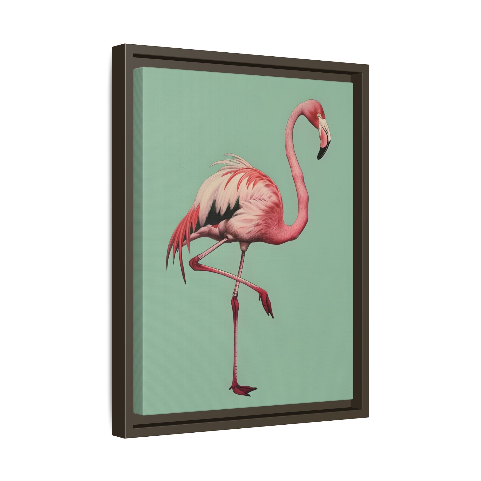 Framed Canvas - Pink Flamingo Tropical