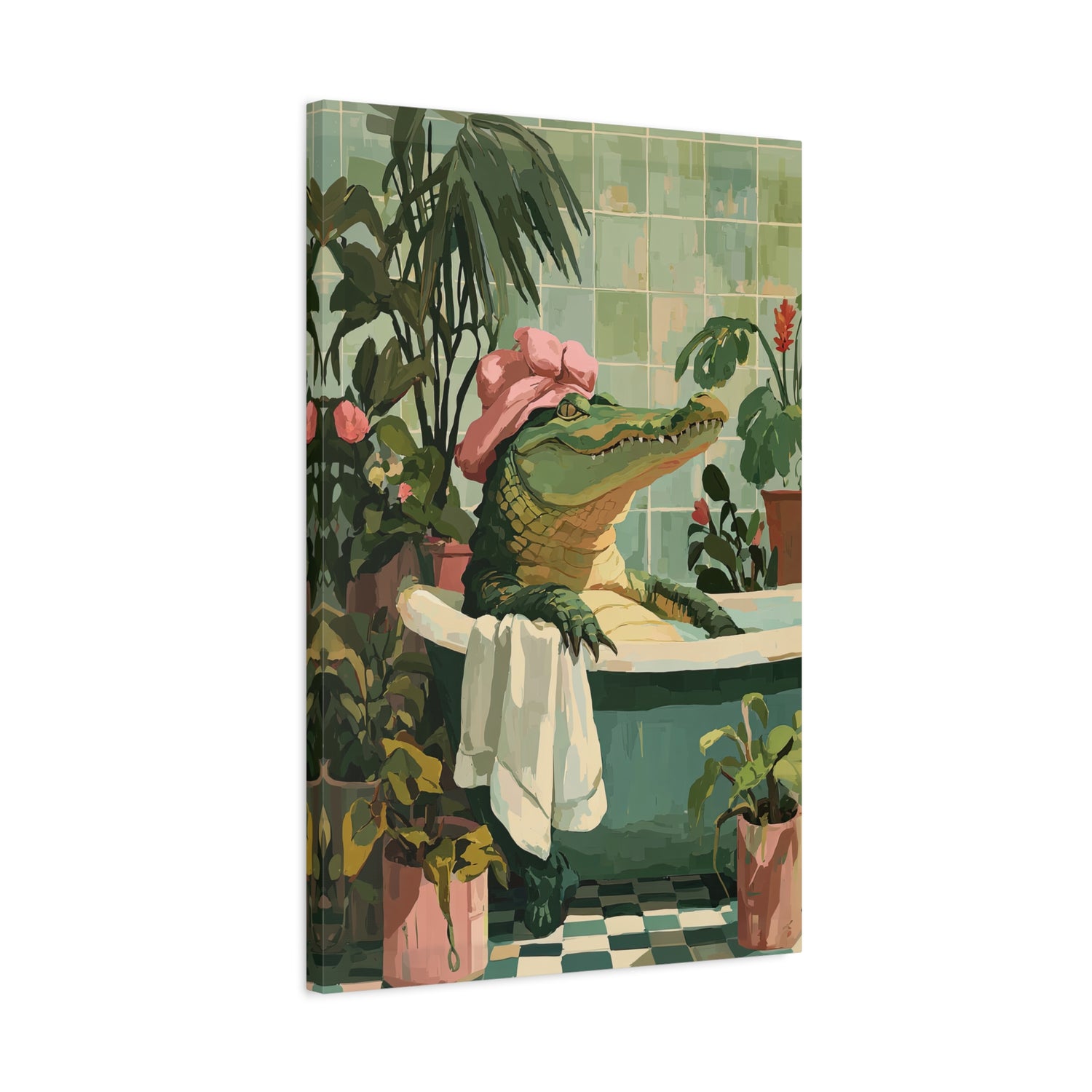 1.25" Matte Canvas - Bathtub Alligator Spa Day