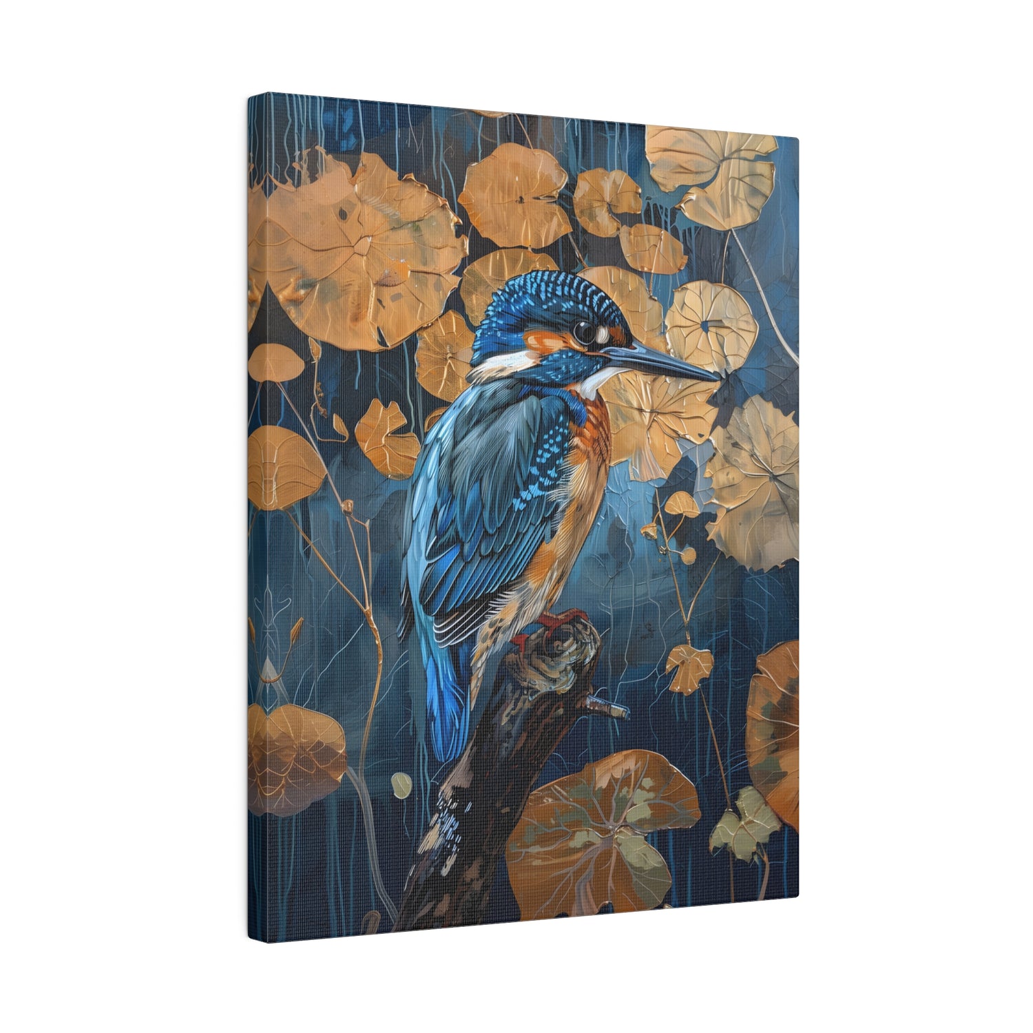 .75&quot; Matte Canvas - Golden Leaves Kingfisher