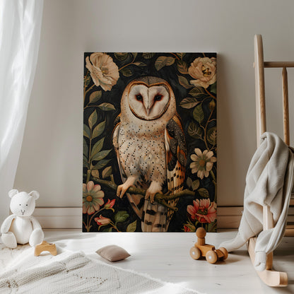 1.25" Matte Canvas - Nocturnal Bloom Owl