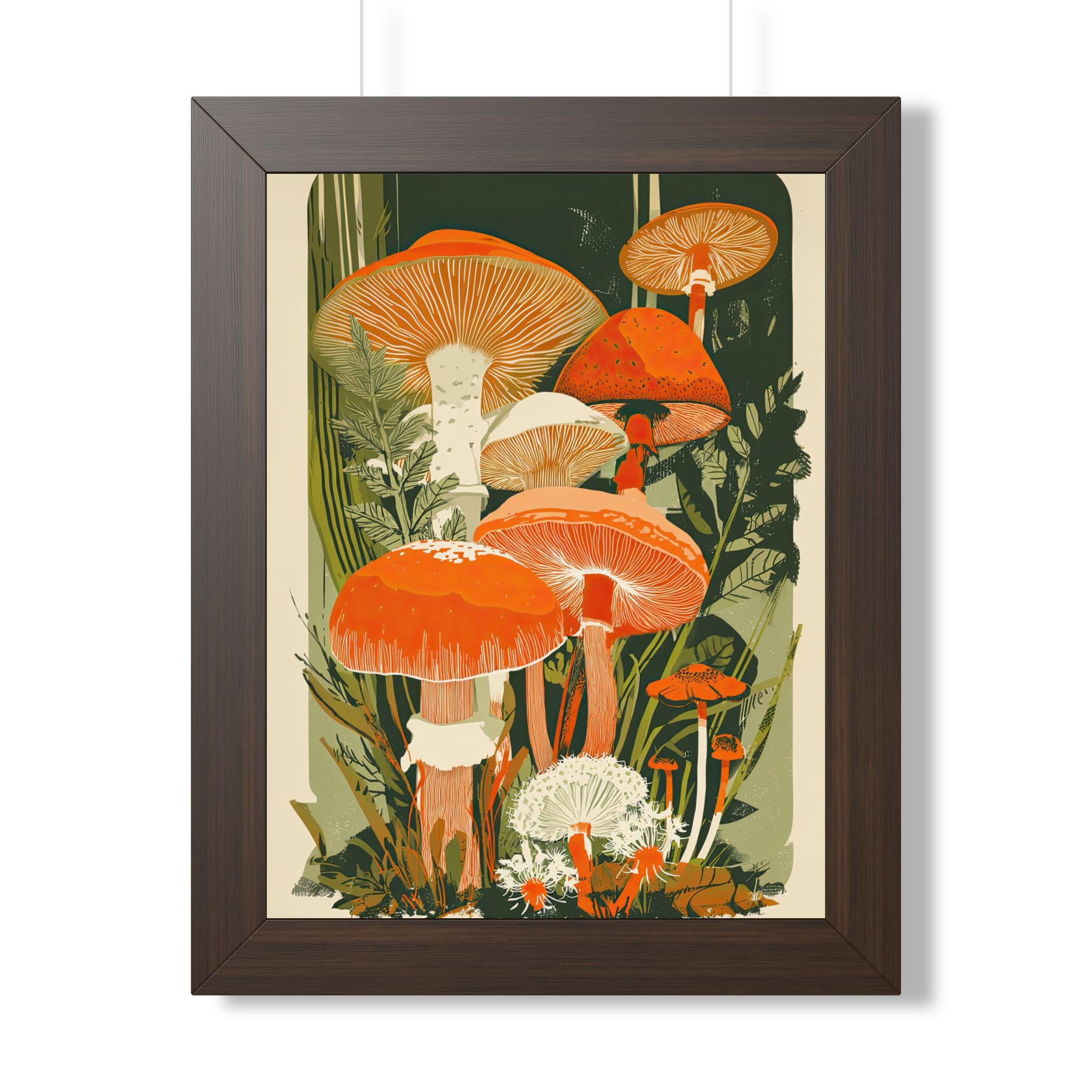 Framed Paper Print - Groovy Woodland Mushrooms