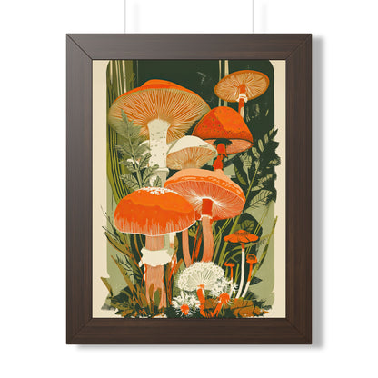 Framed Paper Print - Groovy Woodland Mushrooms