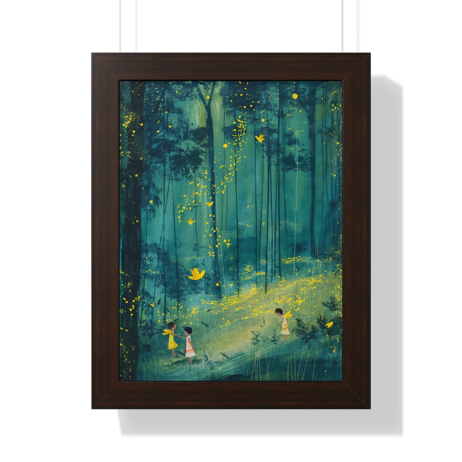 Framed Paper Print - Enchanted Firefly Forest