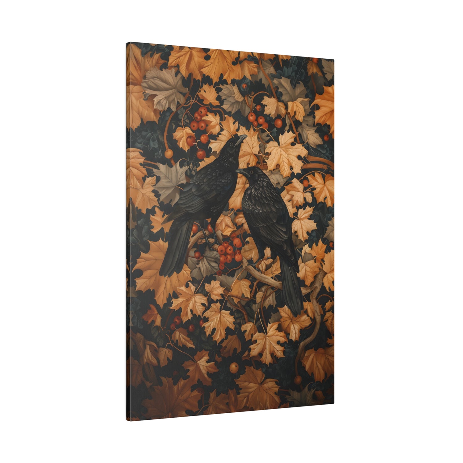 .75&quot; Matte Canvas - Autumn Rooks in Golden Leaves