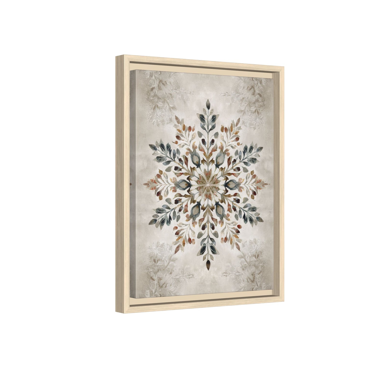 Framed Canvas - Nordic Botanical Snowflake