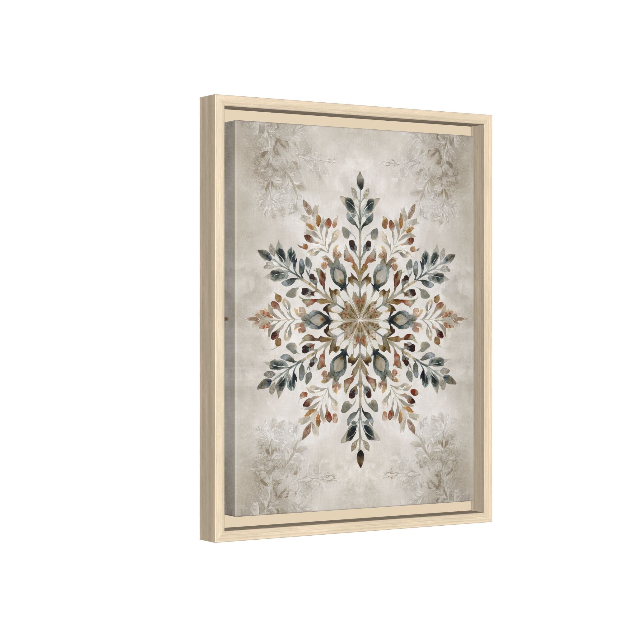 Framed Canvas - Nordic Botanical Snowflake