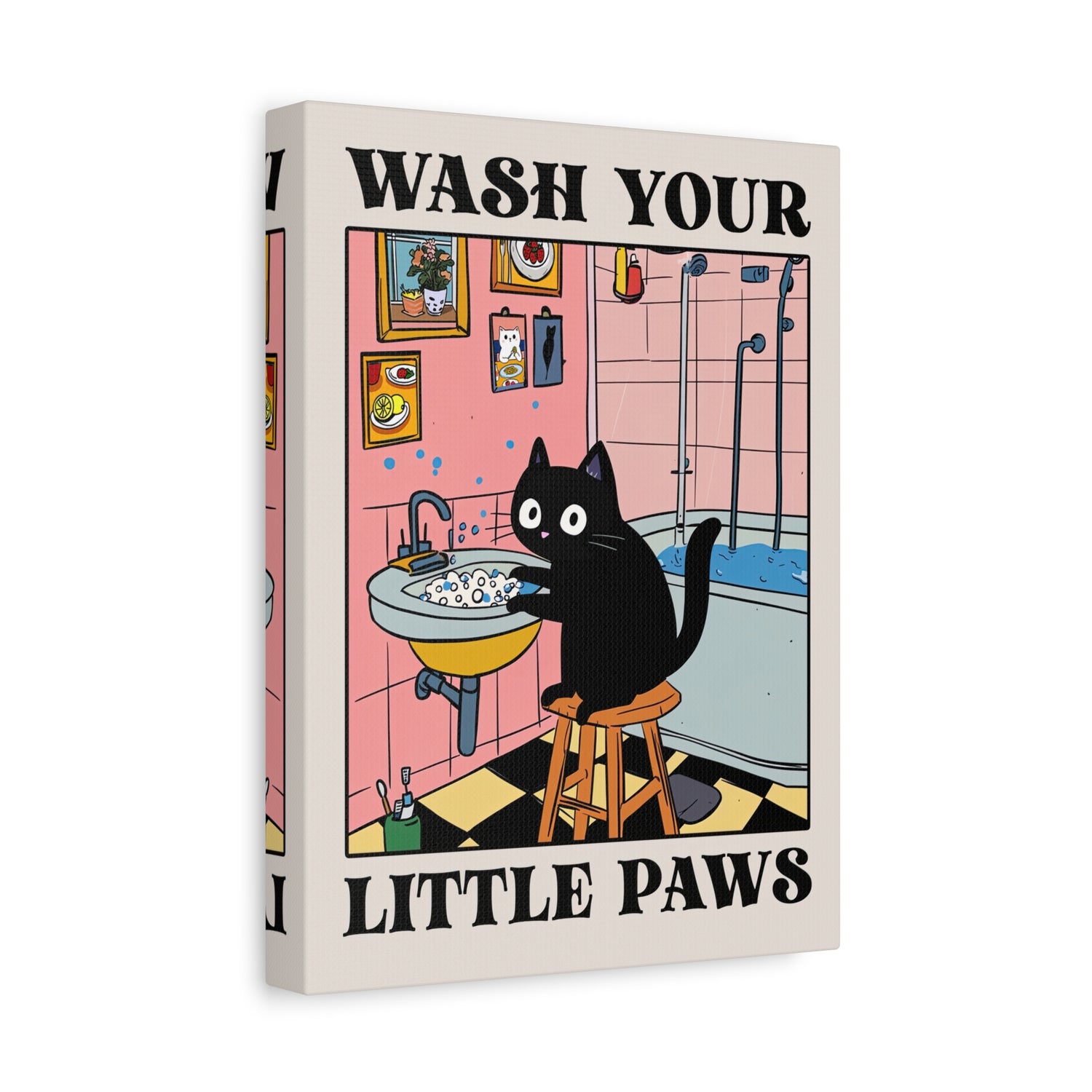 1.25" Matte Canvas - Wash Your Little Paws Cat