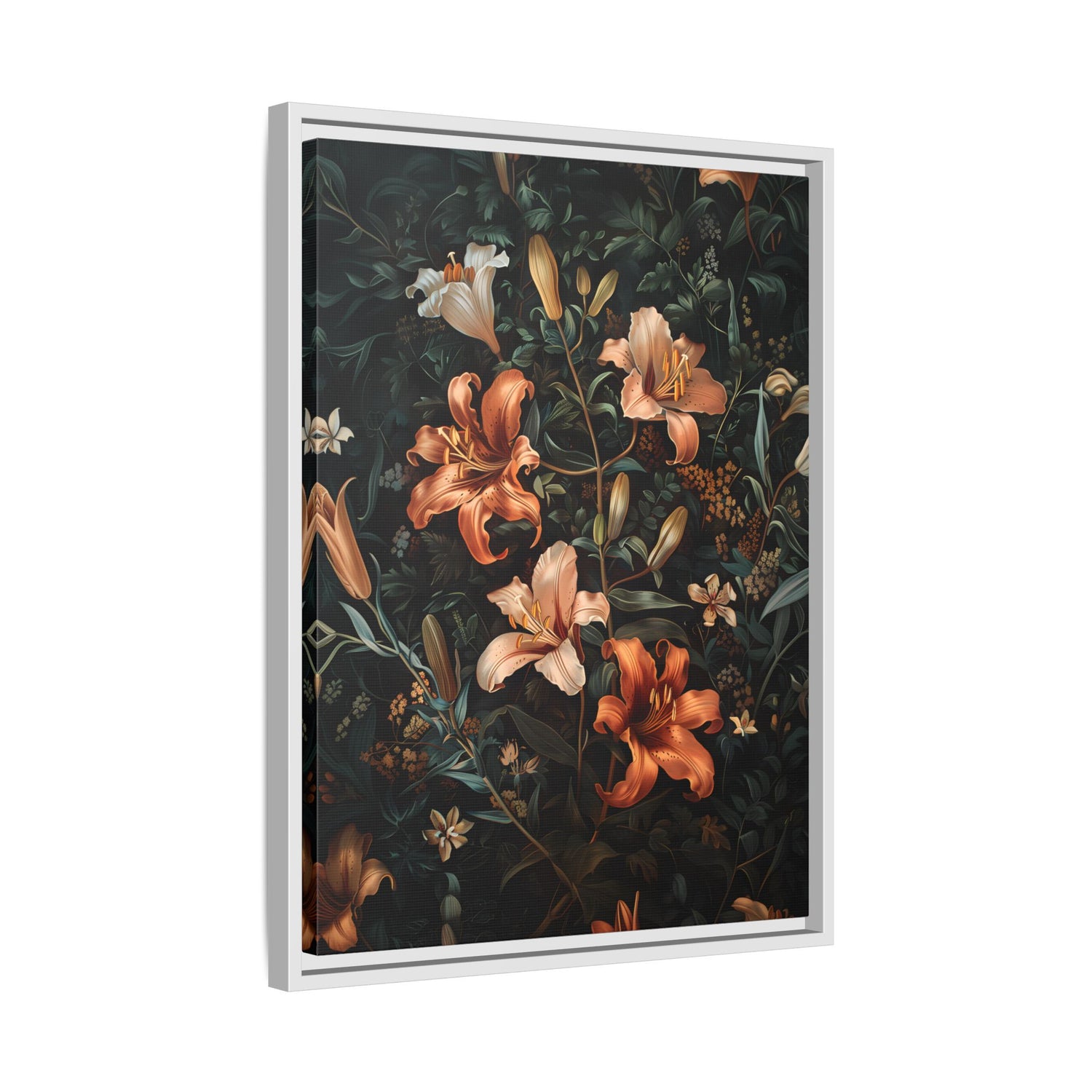 Framed Canvas - Elegant Blooming Lilies
