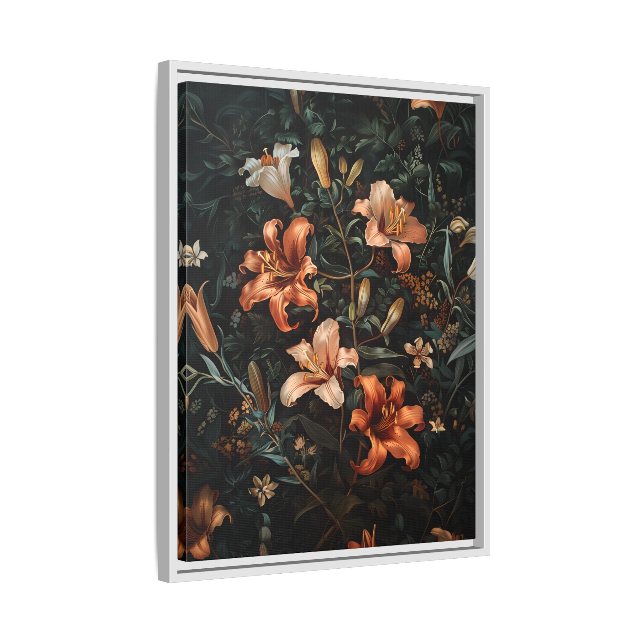 Framed Canvas - Elegant Blooming Lilies