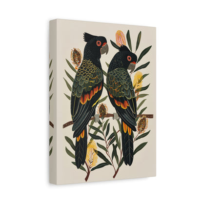 1.25" Matte Canvas - Black Cockatoos Among Banksia