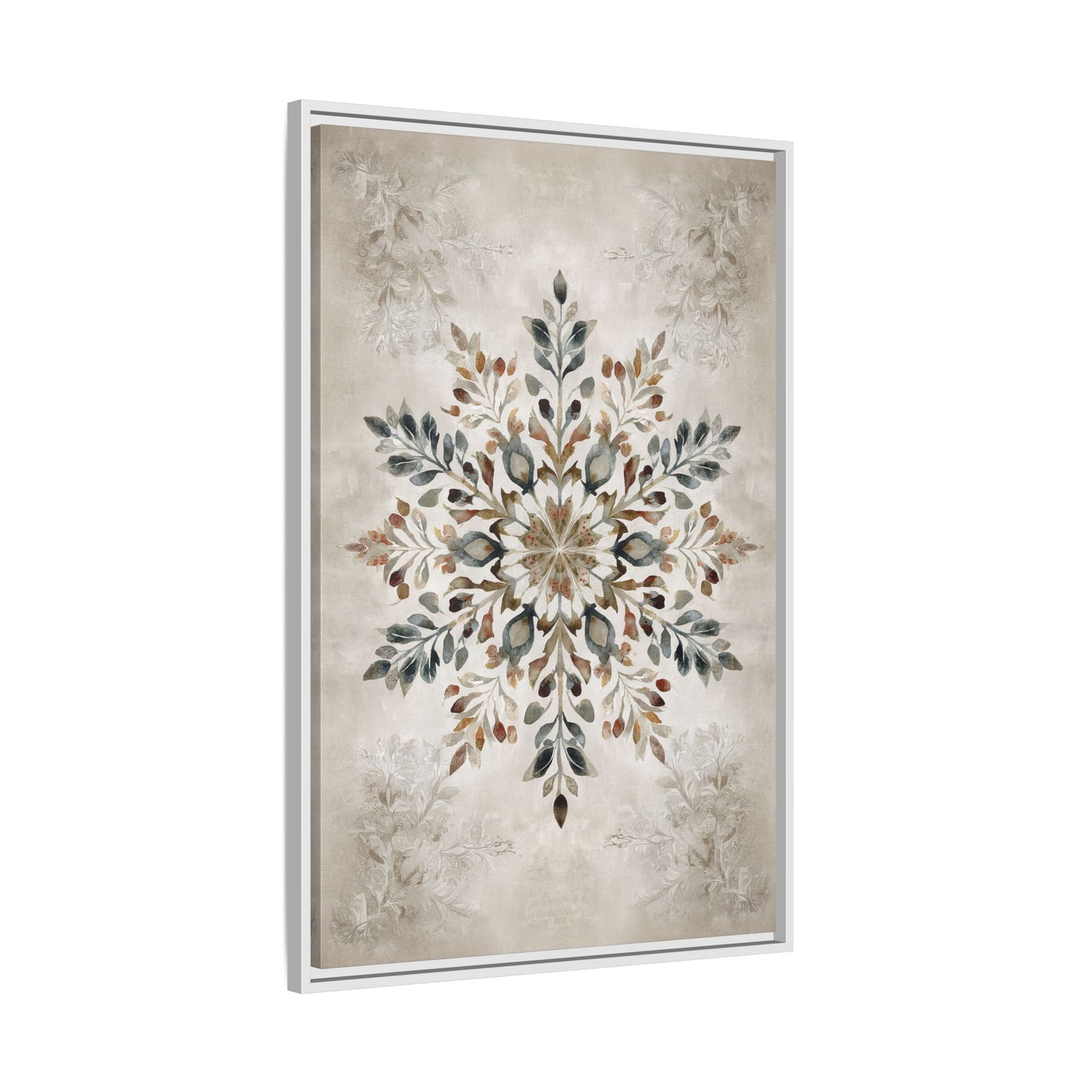 Framed Canvas - Nordic Botanical Snowflake