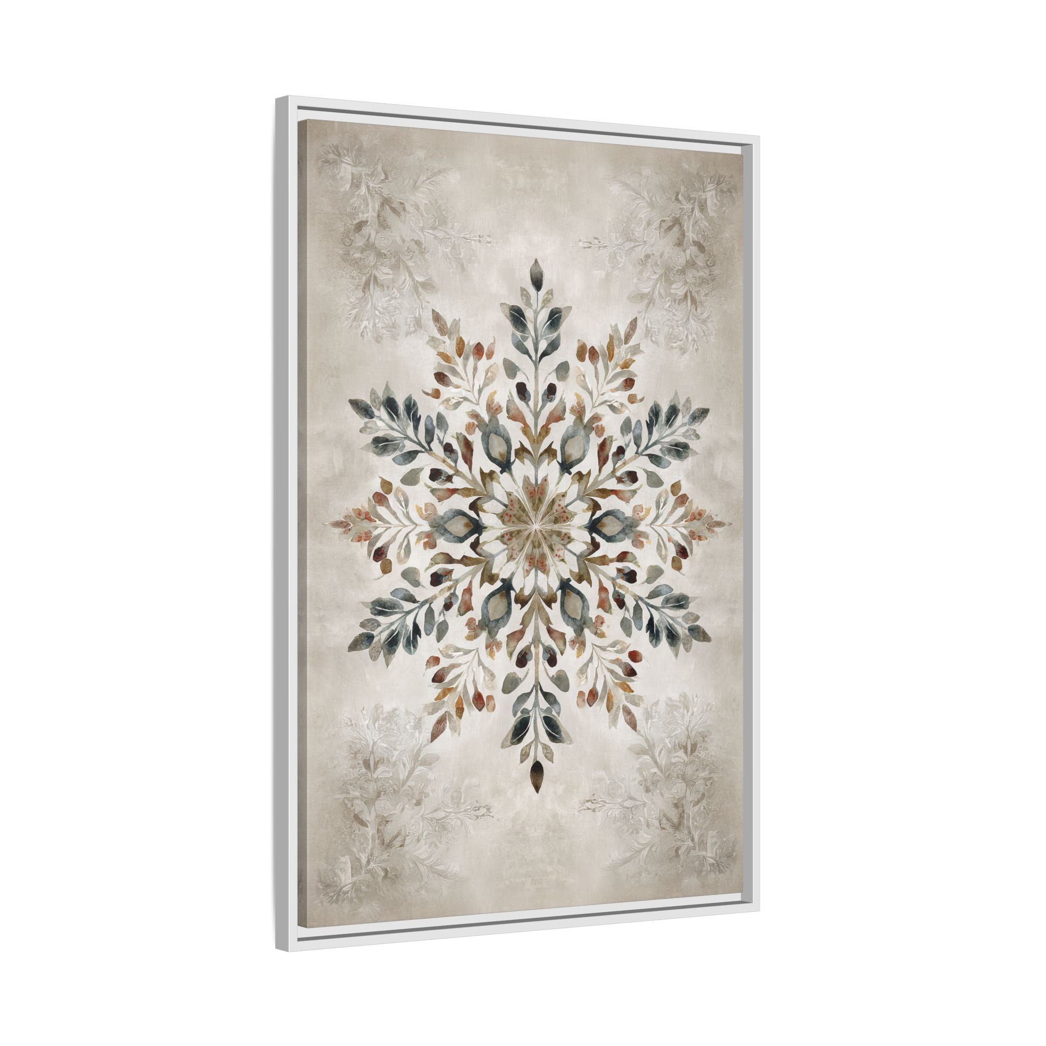 Framed Canvas - Nordic Botanical Snowflake