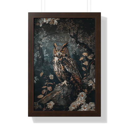 Framed Paper Print - Midnight Watchful Owl