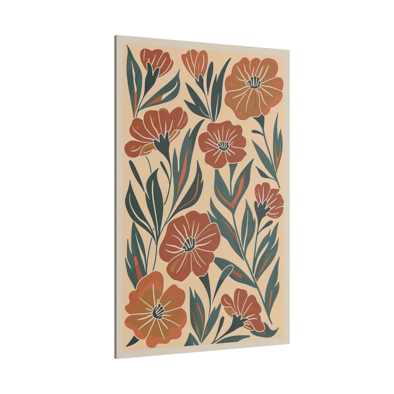 .75&quot; Matte Canvas - Burnt Orange Boho Blossoms