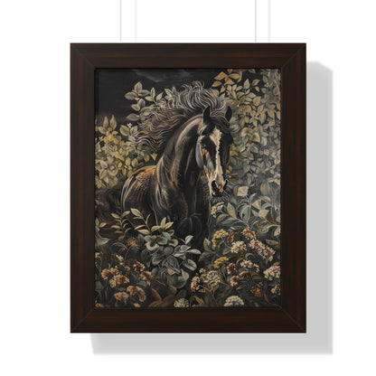 Framed Paper Print - Equine Elegance in Twilight Bloom