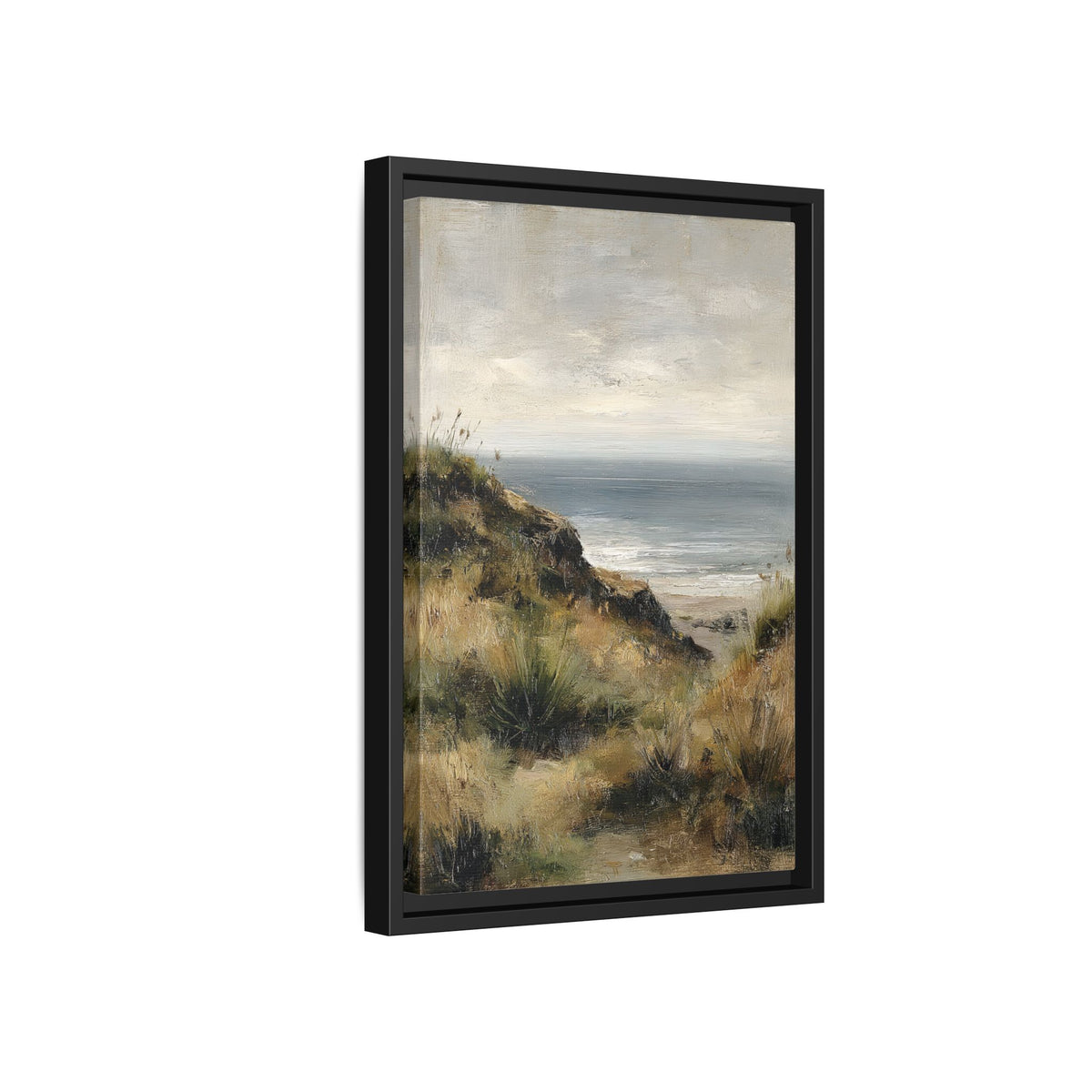 Framed Canvas - Misty Coastal Seascape
