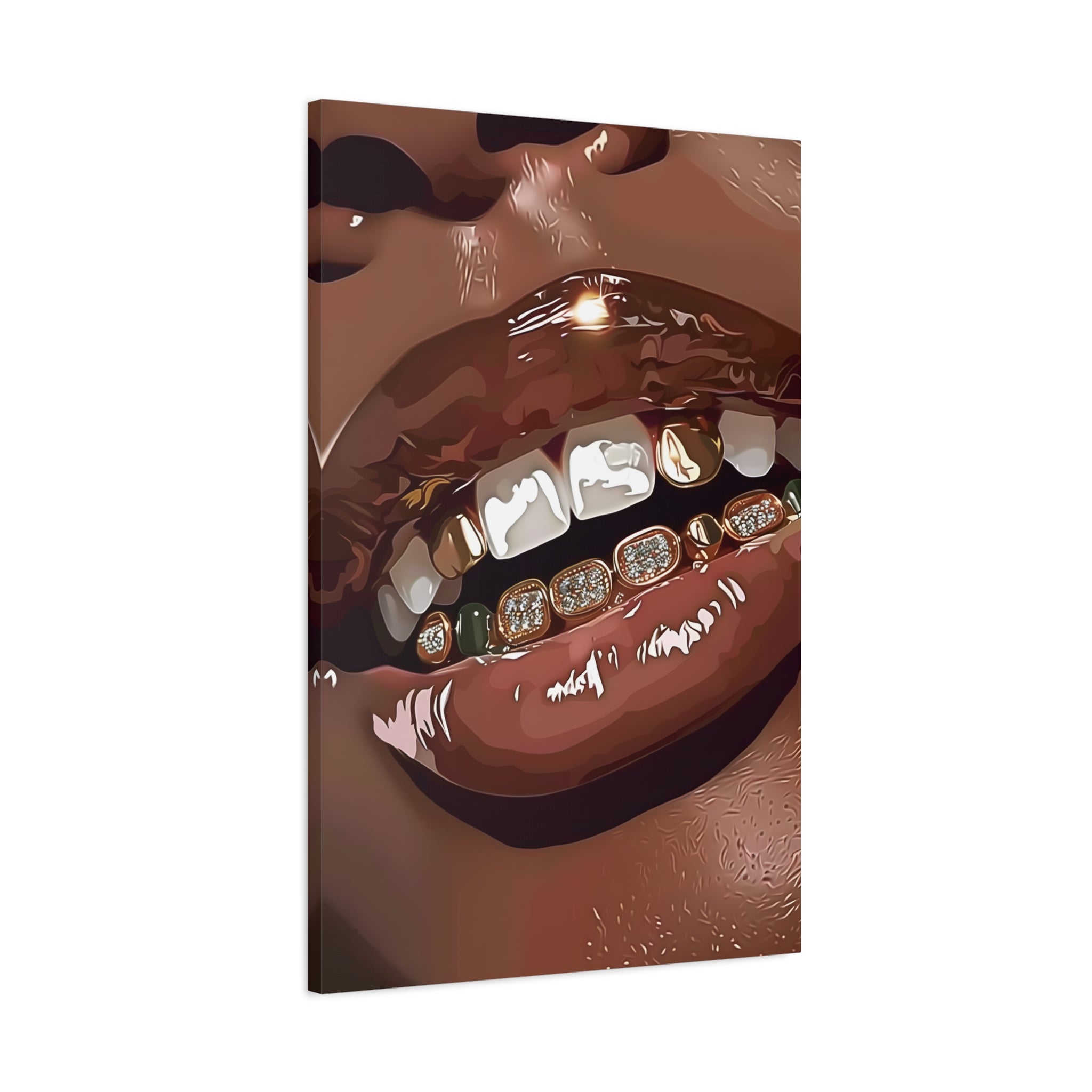 1.25" Matte Canvas - Golden Grill Smile
