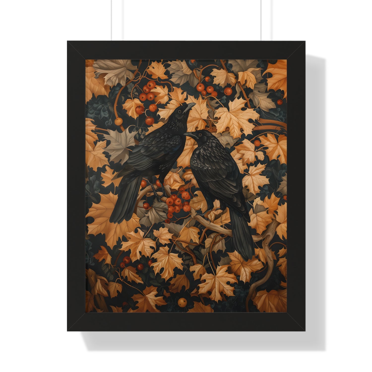 Framed Paper Print - Autumn Rooks in Golden Leaves